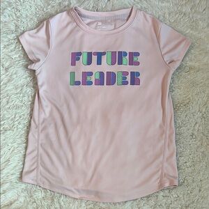 Pink Girls Shirt with 'Future Leader' Print